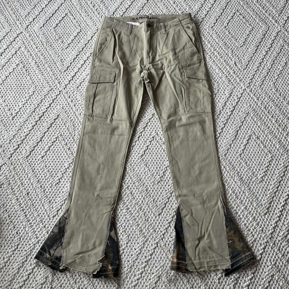 Custom Camo Beige Polo Ralph Lauren Flared Straight Leg Pants By Me